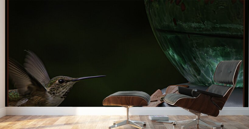 HUMMINGBIRD FLYING TO FEEDER Wall Murals