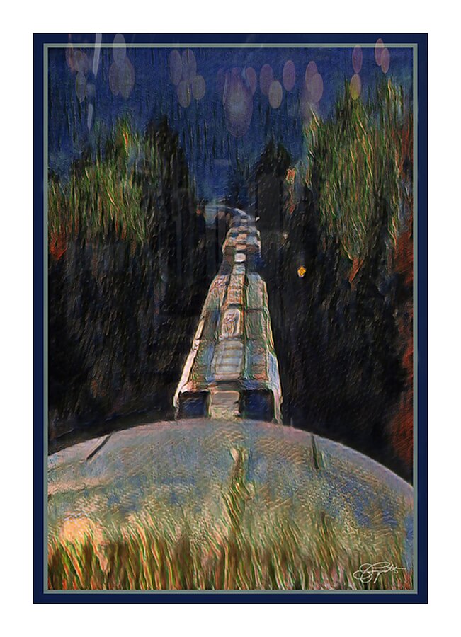 FREIGHT TRAIN AT NIGHT Picture Frame print