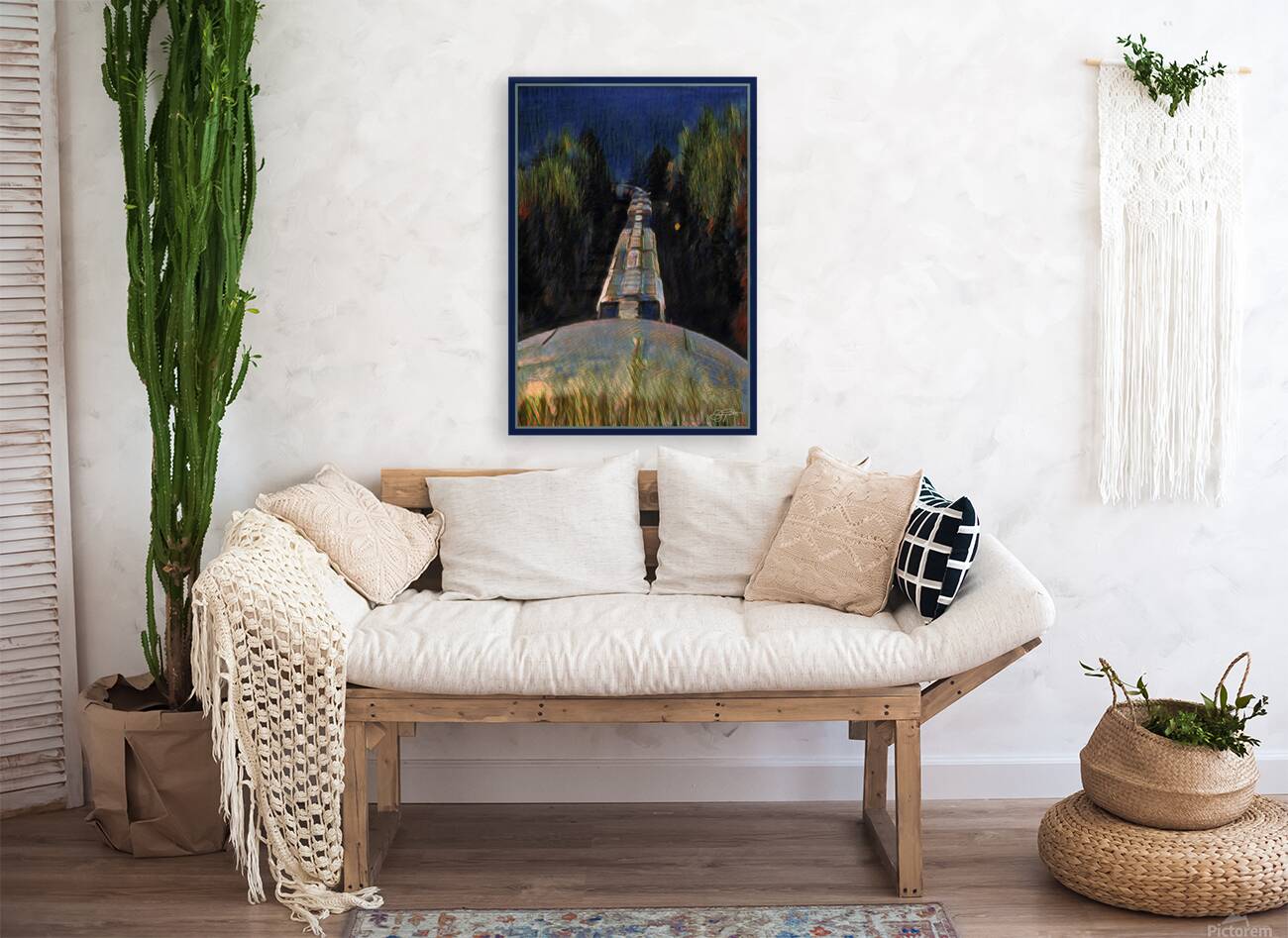 FREIGHT TRAIN AT NIGHT Reproduction